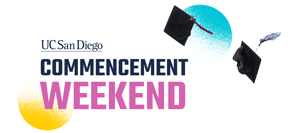 UC San Diego Commencement Weekend Graphic with hats in air